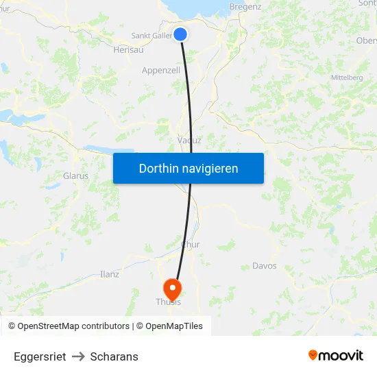 Eggersriet to Scharans map