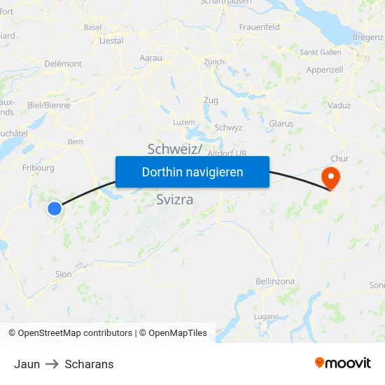 Jaun to Scharans map