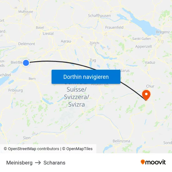 Meinisberg to Scharans map