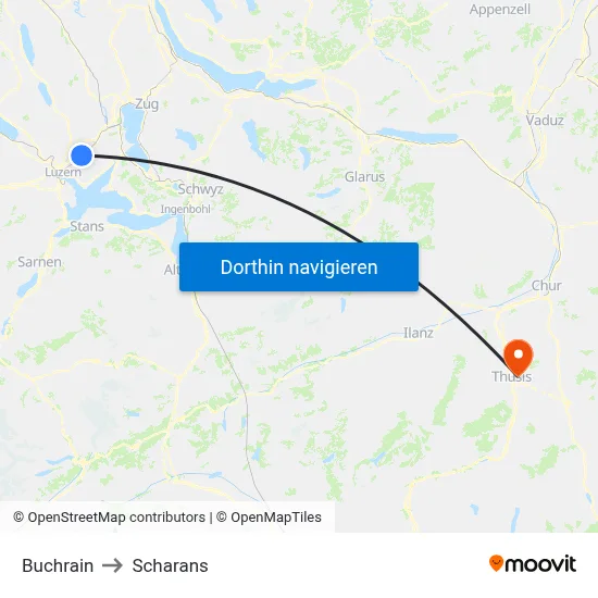 Buchrain to Scharans map