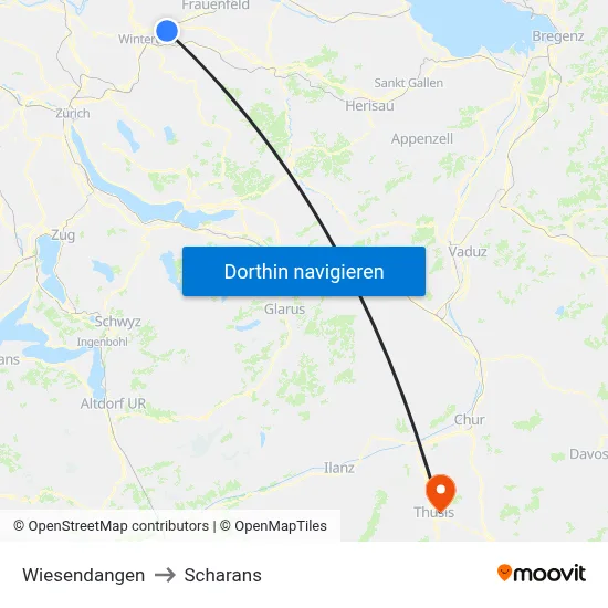 Wiesendangen to Scharans map