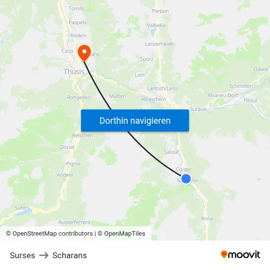 Surses to Scharans map