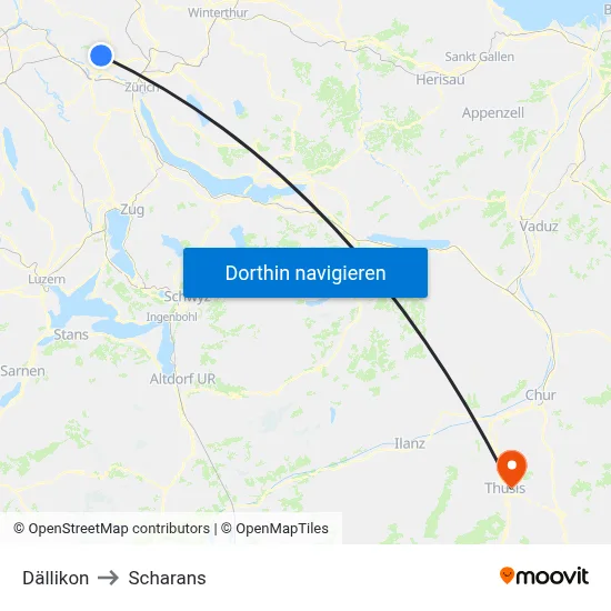 Dällikon to Scharans map