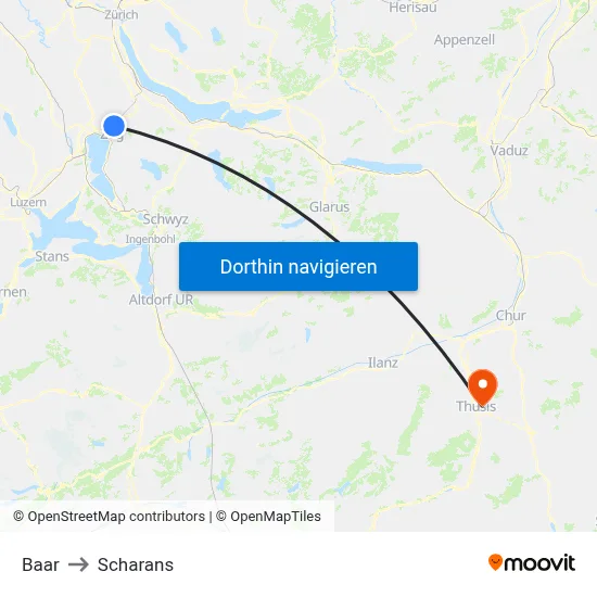 Baar to Scharans map