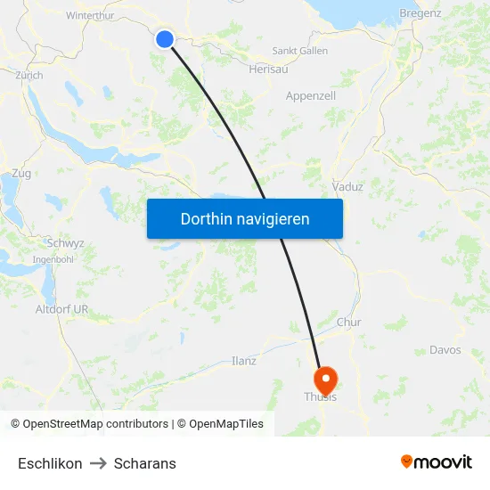 Eschlikon to Scharans map
