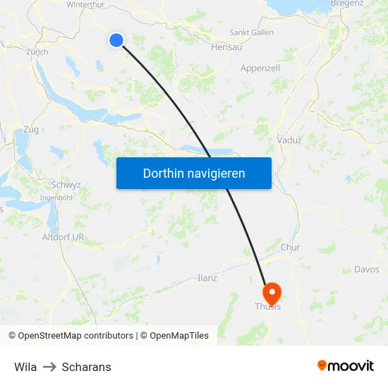 Wila to Scharans map