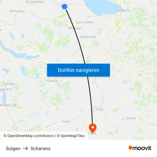 Sulgen to Scharans map