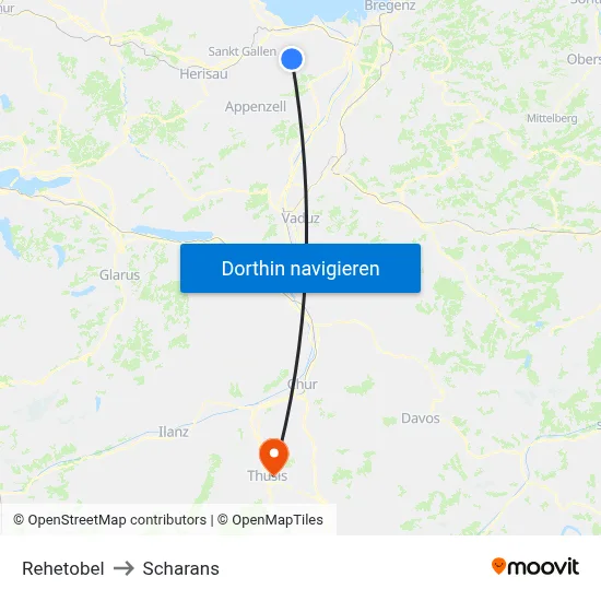 Rehetobel to Scharans map