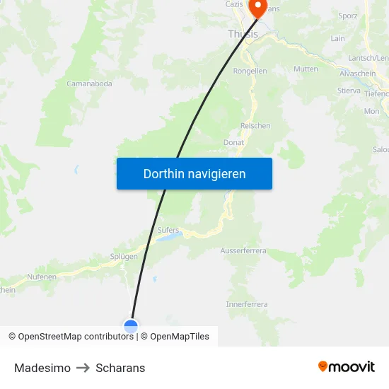 Madesimo to Scharans map