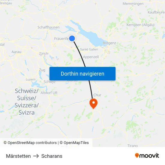 Märstetten to Scharans map