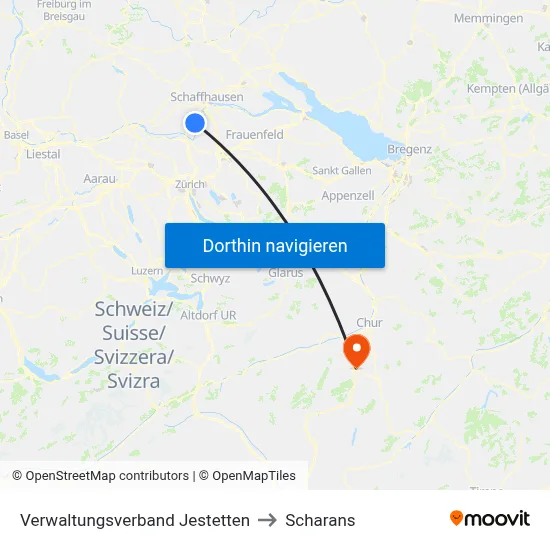Verwaltungsverband Jestetten to Scharans map