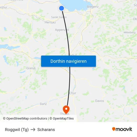 Roggwil (Tg) to Scharans map