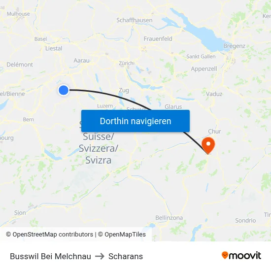 Busswil Bei Melchnau to Scharans map