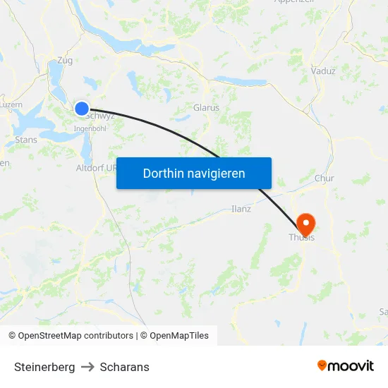 Steinerberg to Scharans map