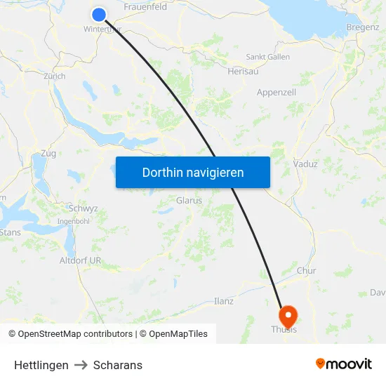 Hettlingen to Scharans map