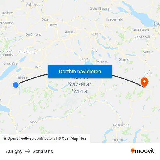 Autigny to Scharans map