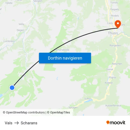 Vals to Scharans map