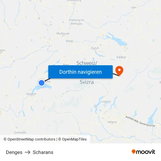 Denges to Scharans map