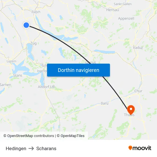 Hedingen to Scharans map