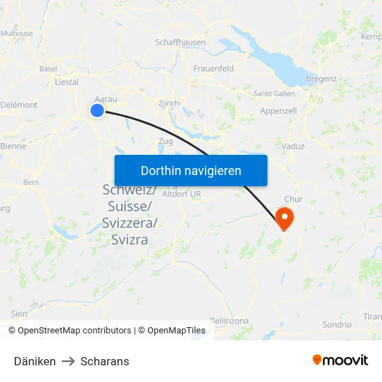 Däniken to Scharans map