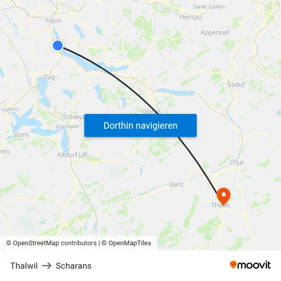 Thalwil to Scharans map