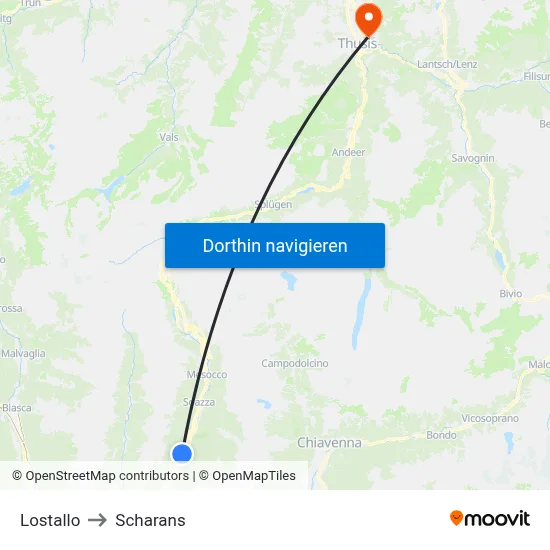 Lostallo to Scharans map