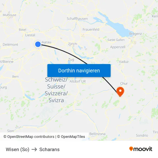 Wisen (So) to Scharans map