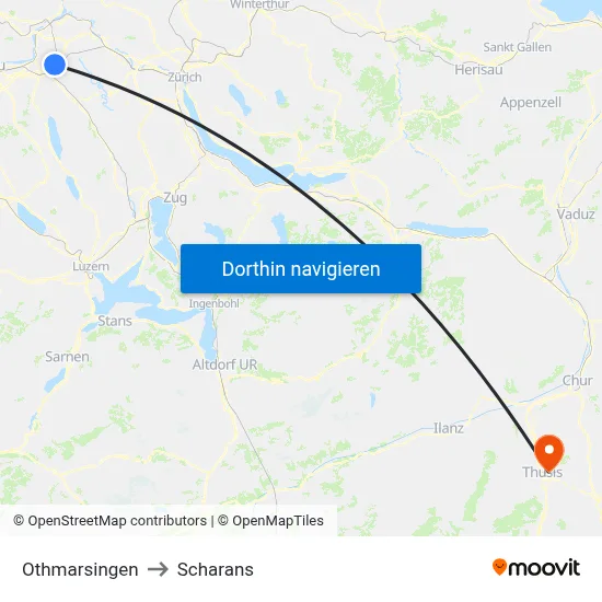 Othmarsingen to Scharans map