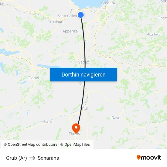 Grub (Ar) to Scharans map