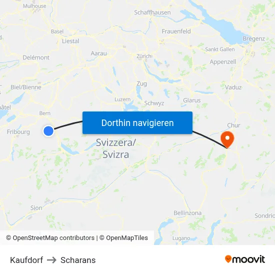 Kaufdorf to Scharans map