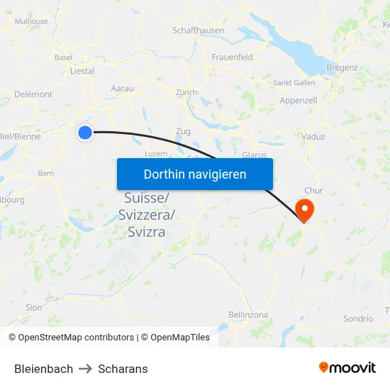 Bleienbach to Scharans map