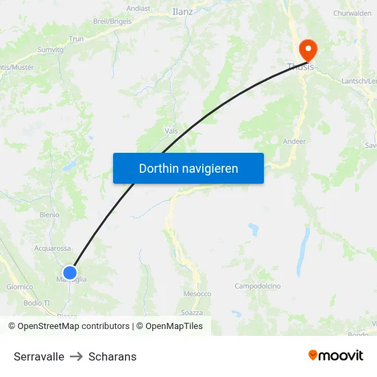 Serravalle to Scharans map