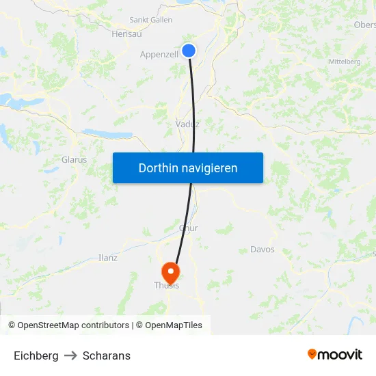 Eichberg to Scharans map
