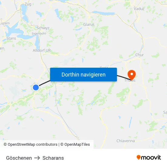 Göschenen to Scharans map