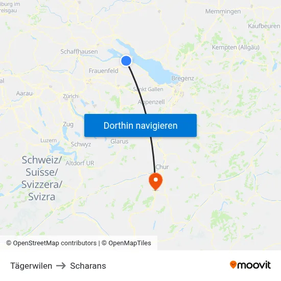 Tägerwilen to Scharans map