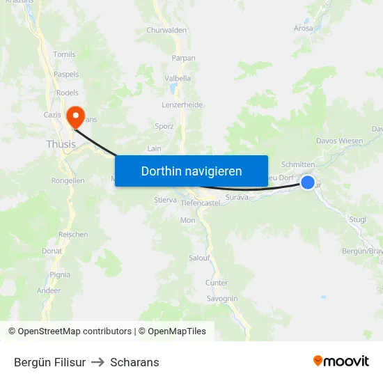 Bergün Filisur to Scharans map