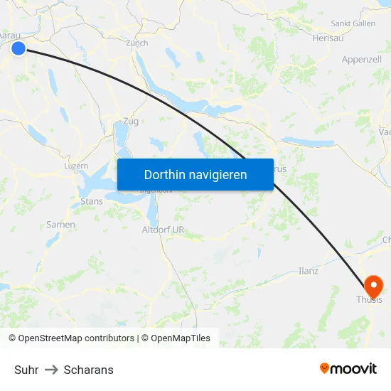 Suhr to Scharans map