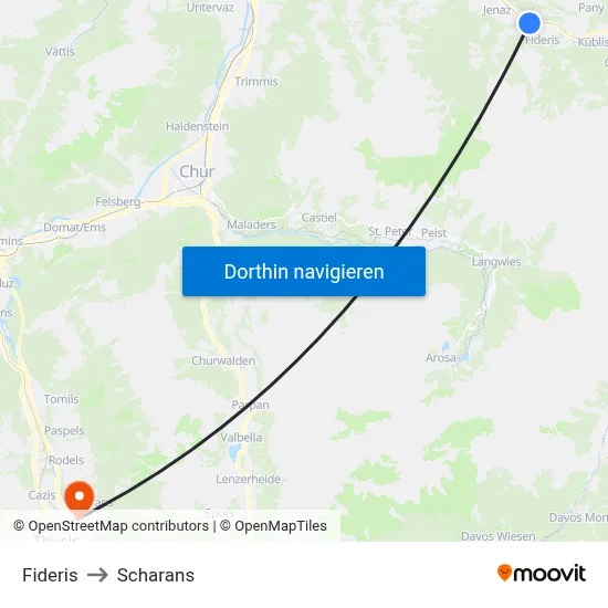 Fideris to Scharans map