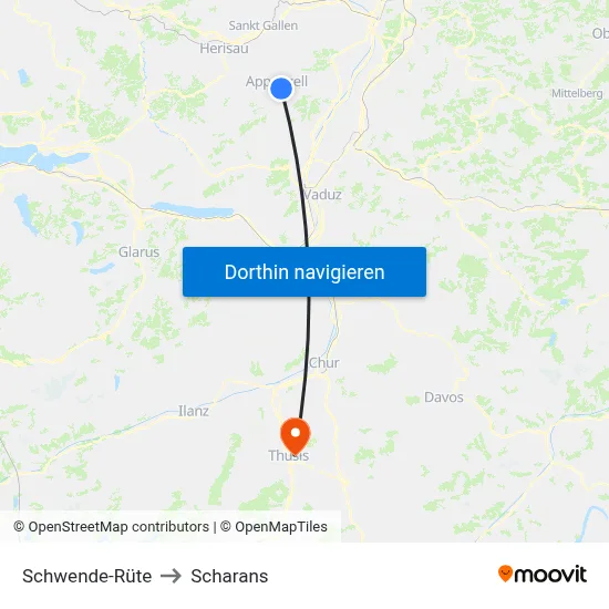 Schwende-Rüte to Scharans map