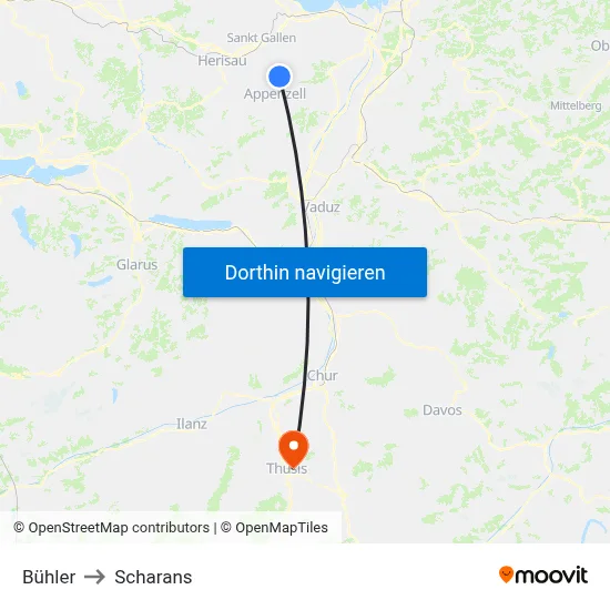 Bühler to Scharans map