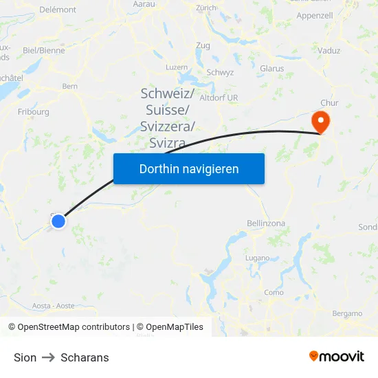 Sion to Scharans map