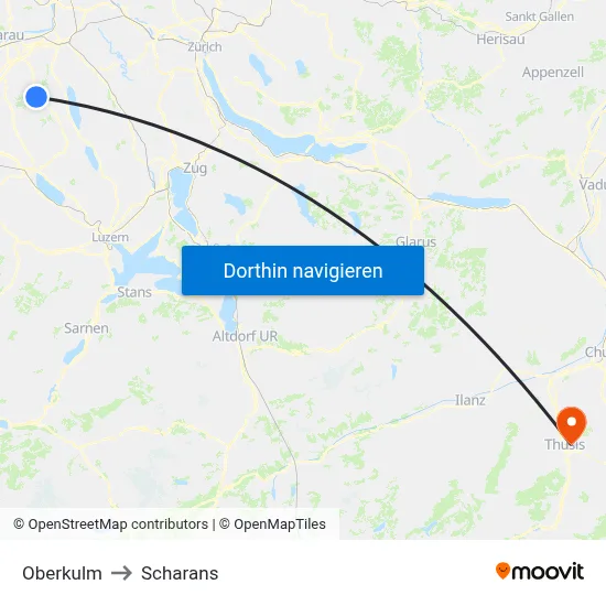 Oberkulm to Scharans map