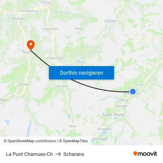La Punt Chamues-Ch to Scharans map
