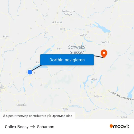 Collex-Bossy to Scharans map