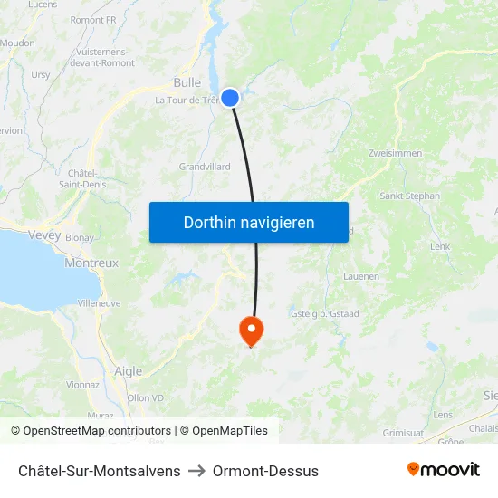 Châtel-Sur-Montsalvens to Ormont-Dessus map