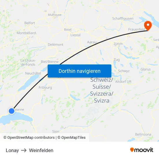 Lonay to Weinfelden map