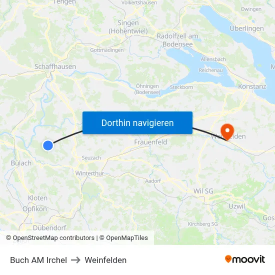 Buch AM Irchel to Weinfelden map