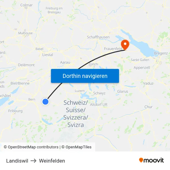 Landiswil to Weinfelden map