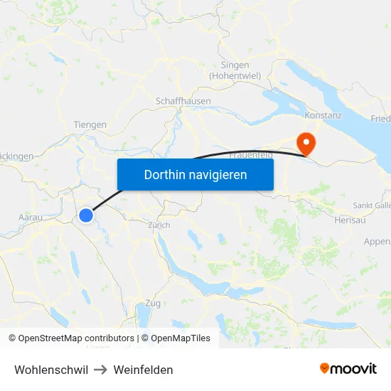 Wohlenschwil to Weinfelden map