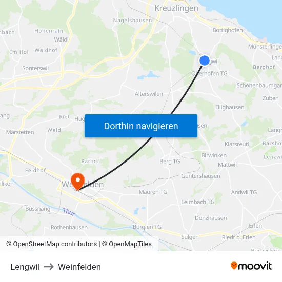 Lengwil to Weinfelden map